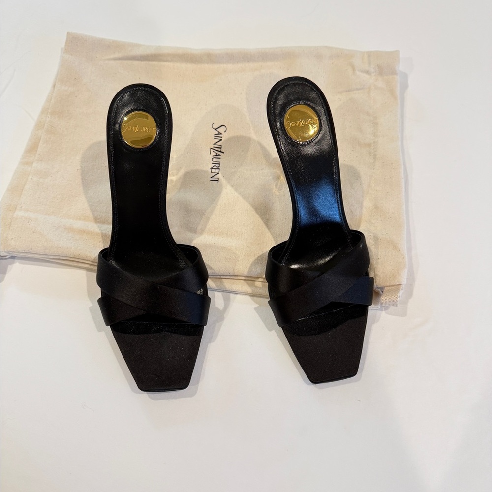 Saint Laurent Black Leather Mules